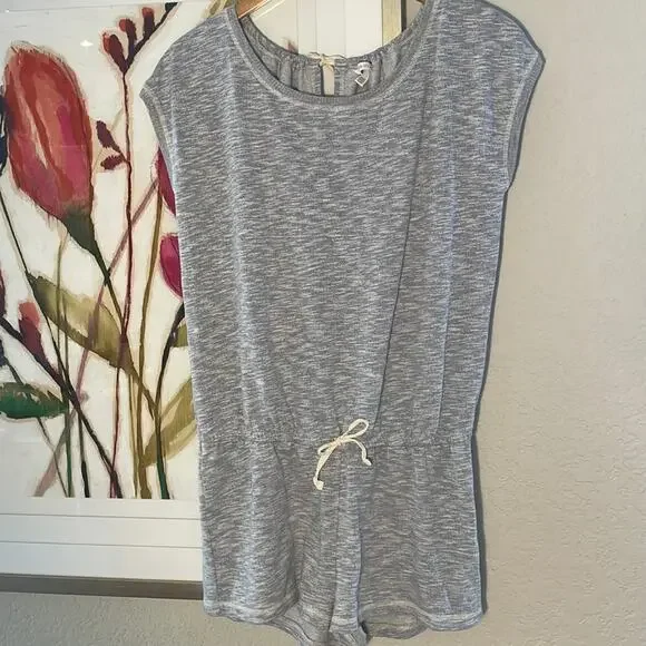 Victoria’s Secret Blue Jersey Romper Shorts Athleisure Space Dye Drawstring - Picture 1 of 7